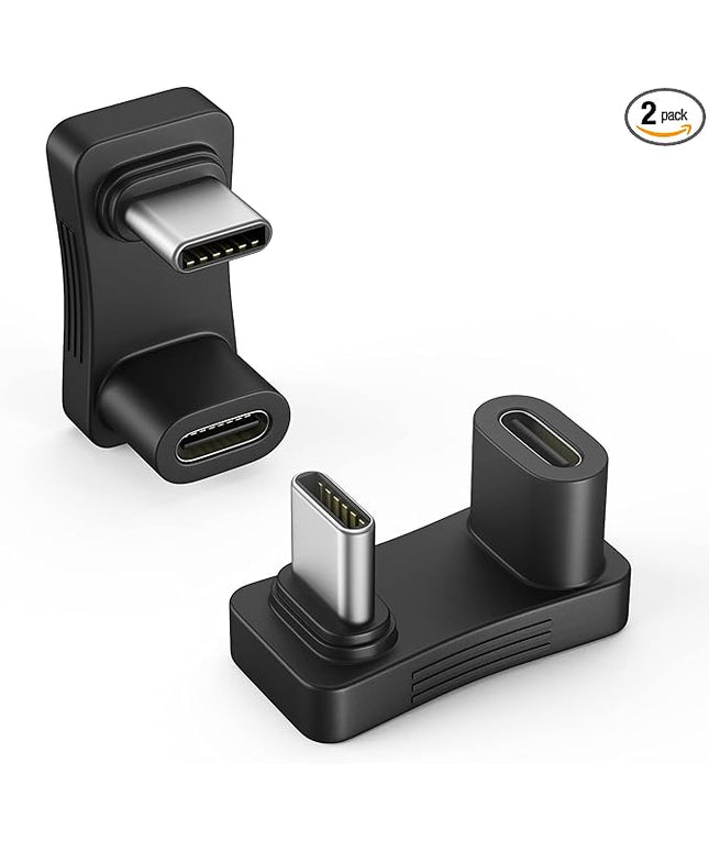 Moko 180 Degree Angle USB C Adapter 2 Pack, U Shape USB-C Adapter Connector with PD 100W/10Gbps, Type-C 180 Angle Extender for Steam Deck/Switch/iPhone 16/15 Series/Laptop/Tablet