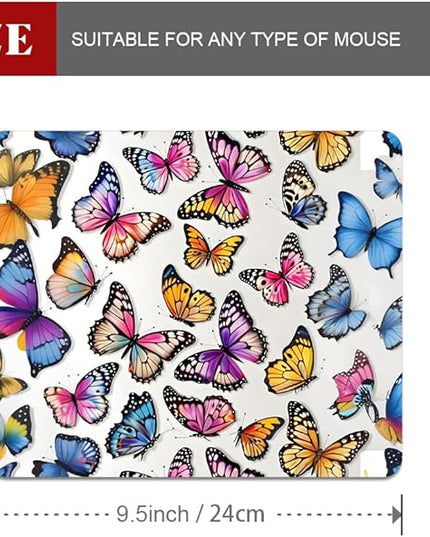 Rainbow Butterfl Square Mouse pad, Texture, Waterproof, Anti Slip Rubber Base, Computer Mouse pad, Laptop Mouse pad