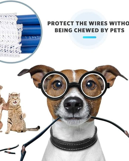 AGPTEK Cable Sleeve Cover, 10ft - 4/5 inch Desk Cord Organizer Cable Hider, Home Office Wire Management Computer TV Wire Loom Tubing, Pet Proof Cord Protector, from Cat Dog Chewing, White