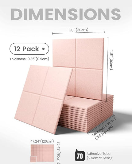 Fluxynara Large Felt Bulletin Board 48" x 36" Cork Board Alternative-12 Pack with 70 Safe Removable Adhesive Tabs, Cork Boards for Walls Cork Board for Home Office Classroom Pin Board-Coral