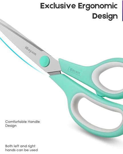iBayam 8 '' Multipurpose Heavy Duty Scissors Bulk 36-Pack, 2.5mm Thickness Ultra Sharp Blade Shears with Comfort-Grip Handles for Household School Office Supplies, Right/Left Hand Tools