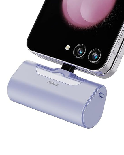 iWALK Small USB-C Portable Charger, 4500mAh Portable Charger for iPhone 16/15 16 Plus 16 Pro Max Mini Power Bank for Samsung Galaxy S25 S24 S23, Z Flip 5, Note, Moto, LG, Google Pixel, Purple