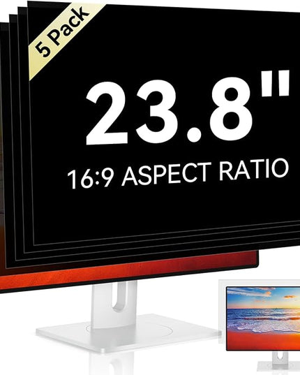 [5-Pack] 23.8 Inch Computer Privacy Screen for 16:9 Widescreen Monitor, Anti Glare Anti-UV Eye Protection Desktop PC LED Monitor Filter, Removable Anti-Scratch Screen Film 23in
