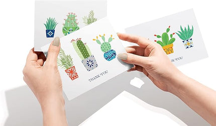 Twigs Paper Thank You Card Set - 12 Assorted Greeting Cards For All Occasions - Thank You Cards with Envelopes - Appreciation Cards - Eco Friendly - Made In USA - 5.5 x 4.25 Inch Size - Cactus Themed