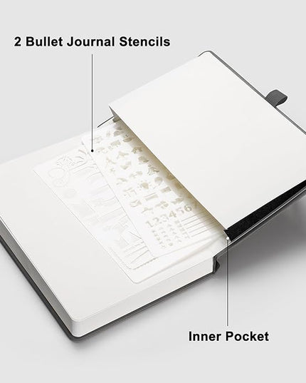RETTACY Blank Journal Notebook, 192 Pages, A5 Medium Size (5.7'' x 8.3''), Leather Hardcover, 100 GSM Thick Paper, for Sketching, Drawing, Painting (Gray)