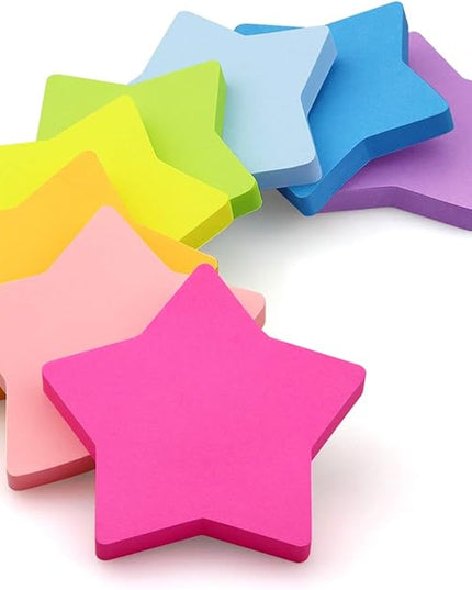 Star Shape Sticky Notes 8 Color Bright Colorful Sticky Pad 75 Sheets/Pad Self-Sticky Note Pads (8 Pads)