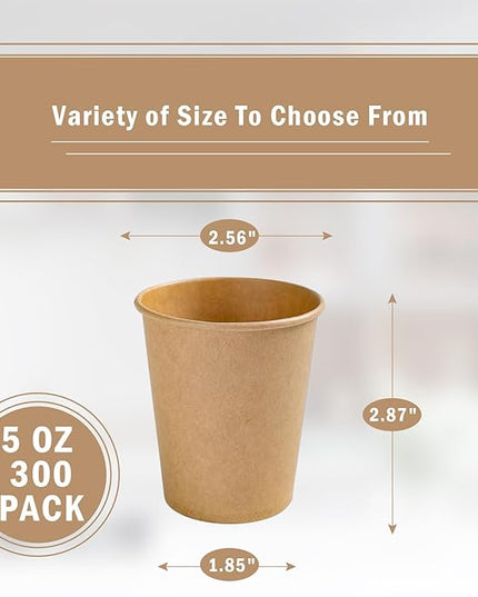 Lamosi 5 oz Paper Cups Disposable - 300 Count, Kraft Paper Cups for Bathroom Mouthwash, 5 ounce Espresso Coffee Cups for Home, Kitchen, Office