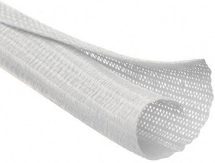 MGI SpeedWare Braided Split-Sleeve White Wire Loom for High-Temperature Automotive Harness and Home Cable Management 10 feet (1")