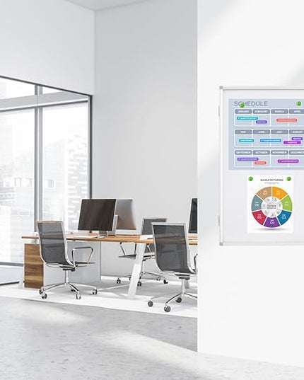 Lockable Magnetic Whiteboard Enclosed Bulletin Board – 36x24 Inch Aluminum Frame Notice Board with Acrylic Door Wall-Mounted Dry Erase Display for Home, Office, School & Lobby