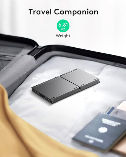 Samsers Foldable Bluetooth Keyboard with Touchpad, Portable Wireless Keyboard with Stand Holder, Rechargeable Full Size Ultra Slim Pocket Folding Keyboards for Android Windows IOS Tablet & Laptop-Gray