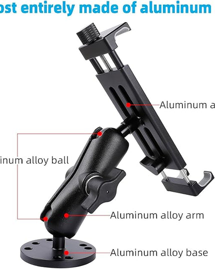 All-Aluminum Car Tablet Holder with Heavy Duty Drill Base, Compatible with iPad Pro Mini 4.7"-15" Samsung Galaxy Tab Tablets, Car Tablet Mount for Truck,Business ,Boat,Dashboard,Desk,Wall Mounting