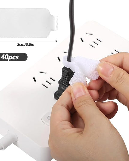 40Pcs Cable Labels, Write On Cord Labels Tags, for Organizing Wires,Electronics and Identification, Reusable with Multiple Uses (White)