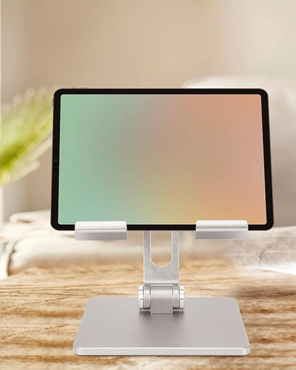 BESPORTBLE Foldable Aluminum Alloy Tablet and Laptop Stand Portable Adjustable Computer Holder for Desk Use Compatible with Ipad and Notebooks Silver Gray