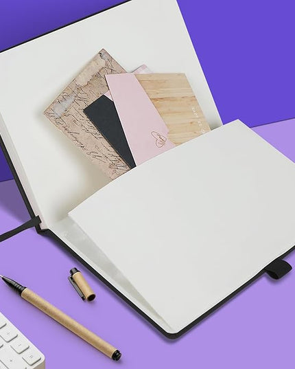 Lined Journal Notebooks for Work, Travel, College, A5 Size 100 GSM Thick Paper, Classic Ruled Journaling Notebook, Hardcover Notepad for Writing 160 Pages, 5.5 x 8.3 inch, Black