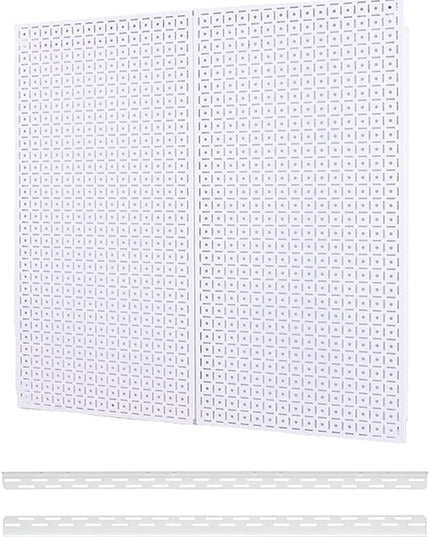 OmniWall Pegboard 2- Panel Side-By-Side Set 32-Inch Tall x 32-Inch Wide Metal Pegboard For Garage & Home Storage White