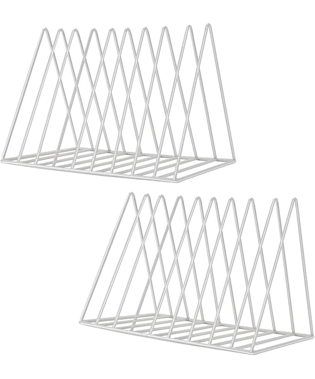 Sooyee 2 Pack 9 Slot White Magazine Holder,Desktop File Sorter Organizer Triangle Bookshelf Decor Home Office