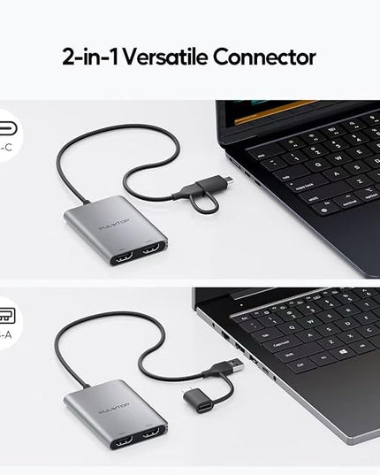 PULWTOP Displaylink Adapter, USB C to HDMI Adapter with Dual Monitor for Mac M1/M2/M3/M4, USB C to Dual HDMI for MacBook, Laptops, iMac, Driver Required