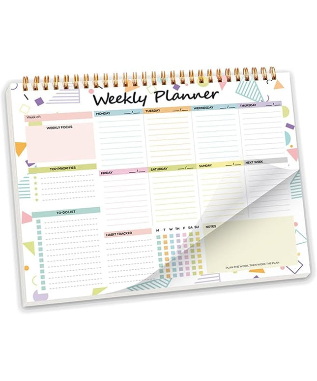 Weekly Planner, 52 Pages Undated Daily List Schedule Notebook Time Management Memo Pad for Office, Home Planning & School Scheduling (Pattern-F)