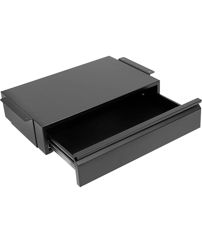 Mount-It! Under Desk Pull-Out Drawer Kit with Smooth Sliding Track | Office Storage Organizer | Mounts to Desktops Tables and Workbenches Over 0.71 Inches Thick | Matte Black
