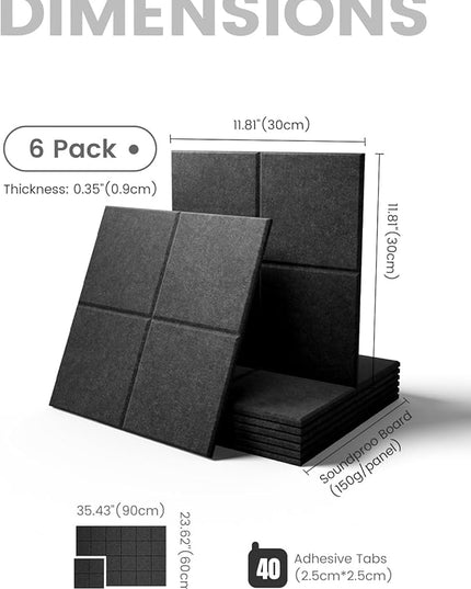 Fluxynara Large Felt Bulletin Board 36" x 24"Cork Board Alternative-6 Pack with 40 Safe Removable Adhesive Tabs, Cork Boards for Walls Cork Board for Home Office Classroom Pin Board-Charcoal Gray