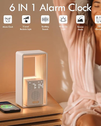 WILIT Digital Alarm Clock Sunrise, White Noise Sound Machine with Nightlight, 9 Sleep Aid Sounds Wake up Light for Heavy Sleepers, Dimmable Display, Snooze, USB Charging Port,Gifts for Women,Men,Teens