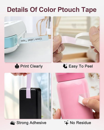 5P Compatible with Brother P Touch Label Tape TZe-MQP35 G35 F31 E31 MQ531 TZ Tape 12mm 0.47 Laminate(White Berry Pink/Lime Green,Pastel Pink/Purple/Blue) for Brother PTD210 PTD400 PTP300BT