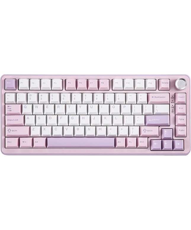 YUNZII B75 PRO Wireless Mechanical Keyboard,75% Layout with Knob,Hot Swap Gasket Custom Structure,Creamy Pre-lubed Switches,RGB Backlit,Bluetooth/Type-C/2.4G for Win/Mac(Cocoa Cream V2 Switch,Purple)