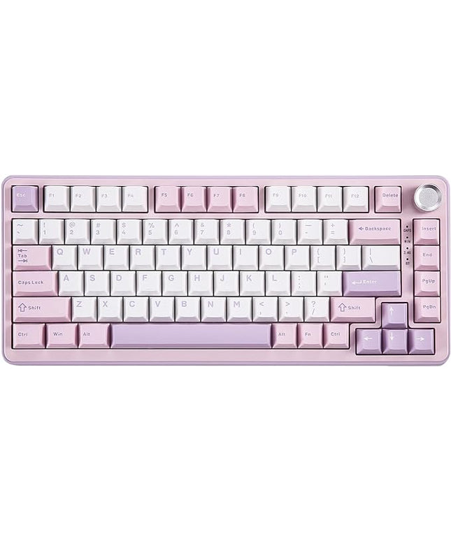 YUNZII B75 PRO Wireless Mechanical Keyboard,75% Layout with Knob,Hot Swap Gasket Custom Structure,Creamy Pre-lubed Switches,RGB Backlit,Bluetooth/Type-C/2.4G for Win/Mac(Milk Switch,Purple)