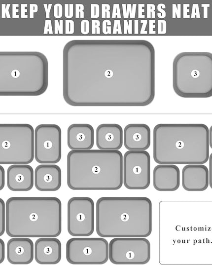 Plastic Drawer Organizers, 10 PCS Drawer Organizer Bins, Bathroom and Vanity Organizer Plastic Tray, Makeup organizer and storage for Makeup, Bedroom, Kitchen Gadgets Utensils and Office (Gray)