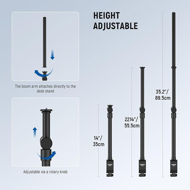 NEEWER Overhead Camera Desk Mount with Swivel Boom Arm, 1/4" Ball Head, Phone Holder & C Clamp, 22"/55.5cm Adjustable Webcam Mic Stand for LED Light Microphone Streaming Zoom Video Recording, DS024