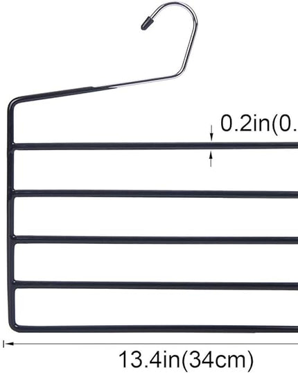 Nature Smile Pants Hangers 3pack, Heavy Duty Multi Layers Space Saving Slack Hangers,Non Slip 5 Tier Open-Ended Pants Hanger Closet Storage Organizer for Garden Flags Trousers Jeans Scarf