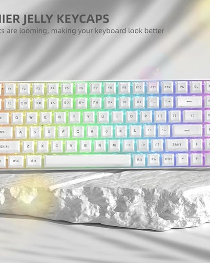 Womier White Jelly Keycaps, Mechanical Keyboard for keycaps Set, OEM Profile Key Cap, 113-Key Cute Custom Keycaps for 60%,75%,100% Mechanical Keyboards with Cherry/Gateron MX Switches-White