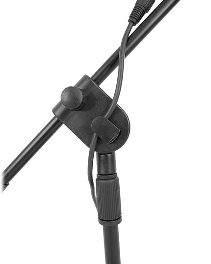 Rockville RDMS70 Desktop Microphone Stand with Boom Arm, Steel Round Base, Adjustable Height, Low Profile, Scratch-Resistant Finish, Anti-Slip Base, for Podcasting and Streaming