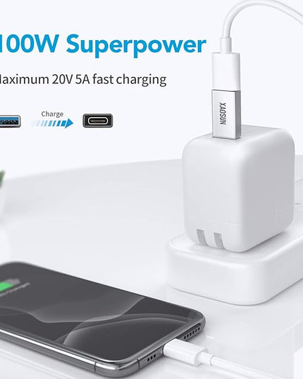 XAOSUN [10Gbps] USB C Female to USB Male Adapter (2-Pack), 3.1 USB A to C Adapter, One-Sided SuperSpeed Data Sync & 100W Fast Charging for iPhone 17/16 Plus Pro Max, Laptop, Charger, Quest Link, etc.