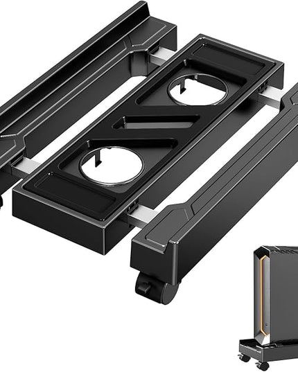Adjustable Computer Tower Stand, Mobile CPU Stand with 4 Rolling Caster Wheels, Under Desk CPU Holder PC Floor Cart PC Riser for Gamers and Students (Standard model)