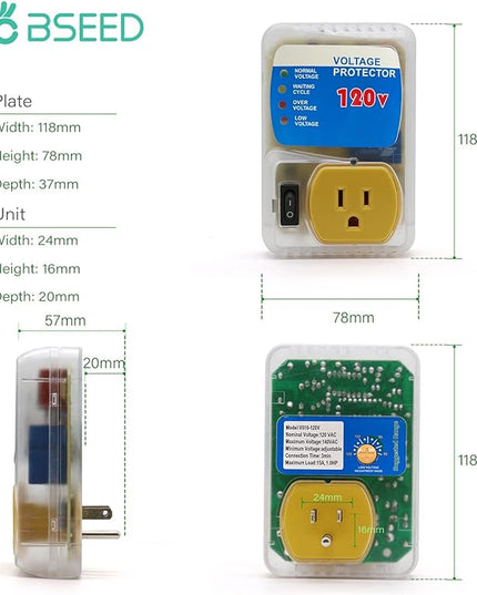 [ETL Listed] BSEED Electronic Surge Protector for Home Appliance, Voltage Protector Suit for Refrigerators and Freezers, Voltage Brownout Outlet 120V 15A 1800Watts