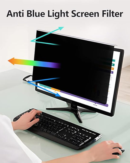 Computer Privacy Screen Protector for 20, 20.2, 21.5, 21.6, 22 Inches - 16:9/16:10 Aspect Ratio Monitor Anti Blue Light Widescreen Filter Hanging Type Easy Installation Shield for Desktop Computer