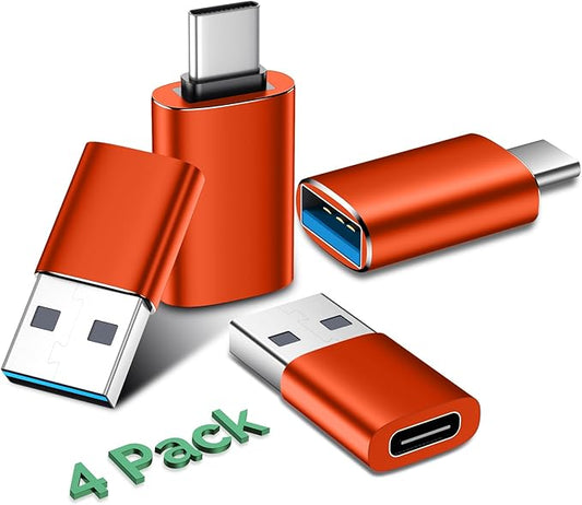 Temdan USB to USB C Adapter,Car Charger OTG Converter Compatible with MacBook Pro Air 2024,Samsung Notebook and More Type C,for iPhone 17 16 15 Air Plus Pro Max,OTG Adapters-Orange