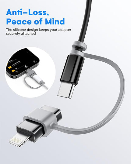 MFi Certified USB C to Lightning Adapter 4-Pack, 27W Fast Charging & Data Sync, Lightning to USB Type C Cable Adapter Compatible with iPhone 14/13/12/Pro/Max, iPad, AirPods, with Anti-Loss Lanyard