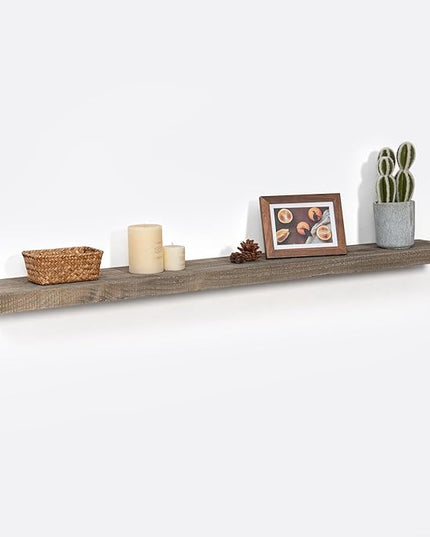 Solid Reclaimed Wood Floating Shelf 48inches Width and 8 inches Depth, Rustic Reclaimed Barnwood Wall Hanging Shelves with Invisible Heavy-Duty Metal Bracket，Cement Grey