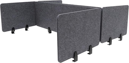 Stand Up Desk Privacy Panel, 6Pcs Clamp-On Acoustic Desk Divider Table Mounted Privacy Panel Sound Proof Dividers(2Long Panel 47.25x16In&4 Short Panel 23.6x16In) (2Long Panel - 47.25x16In)