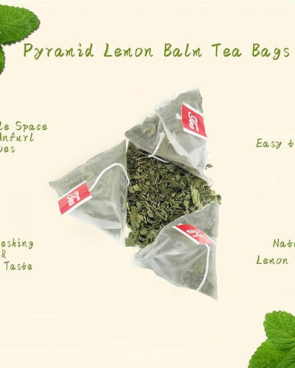 Jarteela Lemon Balm Tea, 1.5g x 60 Count - Natural Melissa Officinalis - Pyramid Herbal Lemon Balm Tea Bags for Digestion - Non-GMO - Caffeine-Free