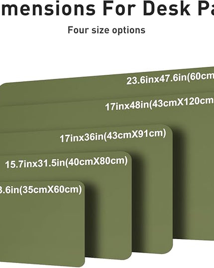Aothia Faux Leather Desk Mat – Large Mouse Pad, Non-Slip PU Leather Blotter, Waterproof Writing Surface for Office and Home (Olive Green, 47.2" x 23.6")