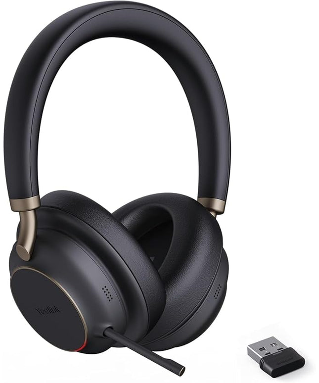 Yealink BH76 Plus UC Wireless Headset for Work, Bluetooth Headsets with Microphone Active Noise Cancelling, Retractable Mic Arm, ANC Business Headsets for Teams Zoom Meeting Call, Switchable Earpads