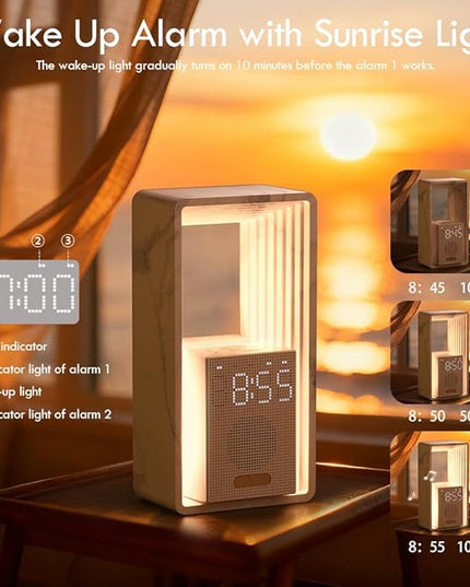 WILIT Digital Alarm Clock, Sunrise Alarm Clock with Nightlight, 9 Sleep Aid Sounds, White Noise Sounds Machine, Dimmable Display, Snooze,USB Charging Port,Gift for Women,Men,Teens,Kids,Travel
