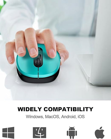 WisFox 2.4G Wireless Mouse for Laptop, Ergonomic Computer Mouse with USB Receiver and Type-C Adapter, 3 Adjustable Levels, 6 Button Cordless Wireless Mice for Windows Mac PC Notebook (Green)