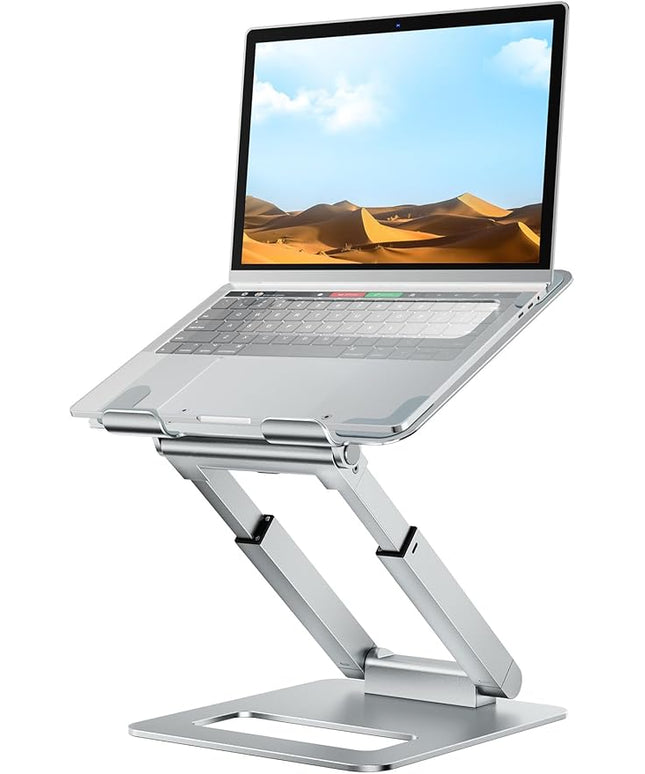 tounee Laptop Stand for Desk Adjustable Height, Telescopic Computer Stand with Pull Out Design Ergonomic Laptop Riser Fits All Laptops 10-17"-Silver