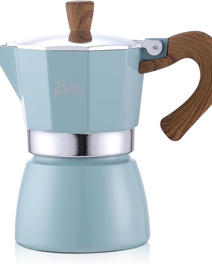 Espresso Maker Stovetop,Camping Moka Pot 2 Cup/120ML,Stove Top Espresso Italian Coffee Maker,Easy to Use (Blue)