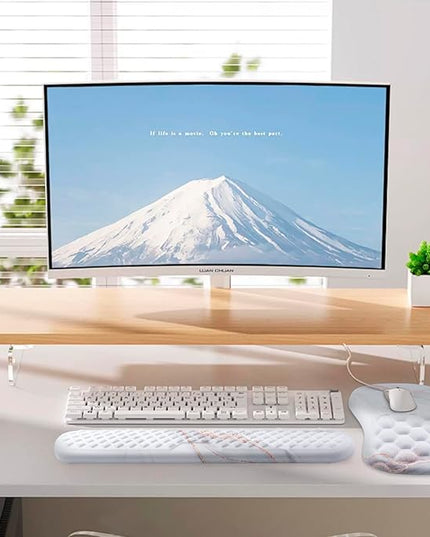 Mouse Pad Wrist Support, Laokiiy 2 in1 Keyboard Wrist Rest+ Ergonomic Mouse Pad, Non-Slip Wrist Rest for Computer Keyboard, Made Easy Typing & Relieve Wrist Pain(White)