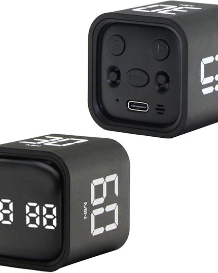 Productivity Timer Flip Gravity Sensor Cube Timer Countdown & Countup,Mute & Vibrate & Sound，5/10/30/60min & Custom Timing, Perfect for ADHD,Work,Learning,Kitchen Cooking (2 Black)